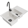 Mexen Gaspar fregadero de granito de 1,5 senos con escurridor y grifo de cocina Telma, blanco - 6507-20-670200-70