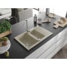 Mexen Gaspar Granitspüle 1,5-Kammer mit Abtropffläche und Küchenarmatur Telma, beige - 6507-69-670200-00