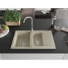 Mexen Gaspar Granitspüle 1,5-Kammer mit Abtropffläche und Küchenarmatur Telma, beige - 6507-69-670200-00