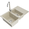 Mexen Gaspar Granitspüle 1,5-Kammer mit Abtropffläche und Küchenarmatur Telma, beige - 6507-69-670200-00