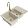 Mexen Gaspar 1.5-bowl granite sink with drainer and Telma kitchen tap, beige - 6507-69-670200-50