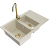 Mexen Gaspar Granitspüle 1,5-Becken mit Abtropffläche und Küchenarmatur Telma, beige - 6507-69-670200-50
