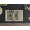 Mexen Gaspar évier en granit 1,5-bac avec égouttoir et robinet de cuisine Telma, beige - 6507-69-670200-70