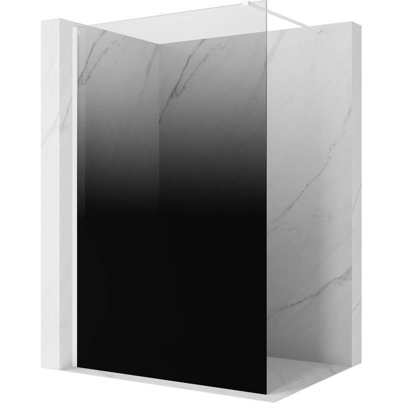 Mexen Kioto ścianka prysznicowa Walk-in 120 x 200 cm, ombre czarna 8 mm, biała - 800-120-101-20-76