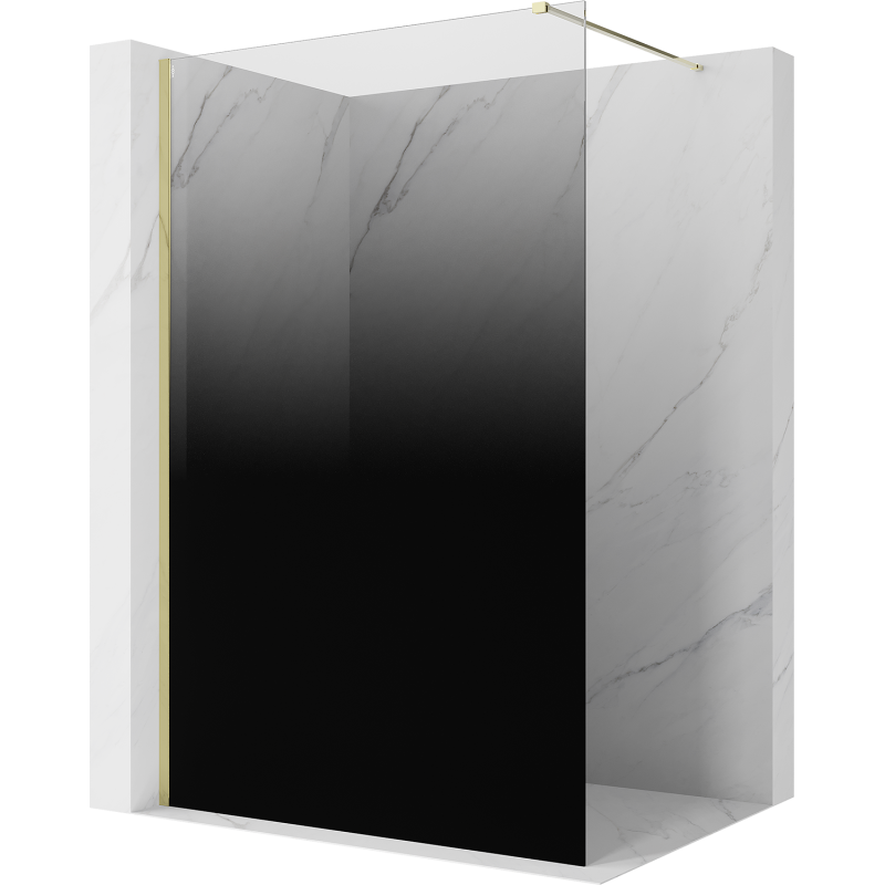 Mexen Kioto ścianka prysznicowa Walk-in 120 x 200 cm, ombre czarna 8 mm, złota - 800-120-101-50-76