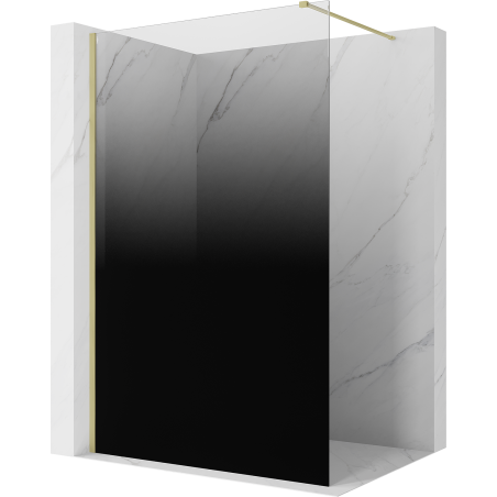Mexen Kioto ścianka prysznicowa Walk-in 90 x 200 cm, ombre czarna 8 mm, złota szczotkowana - 800-090-101-55-76