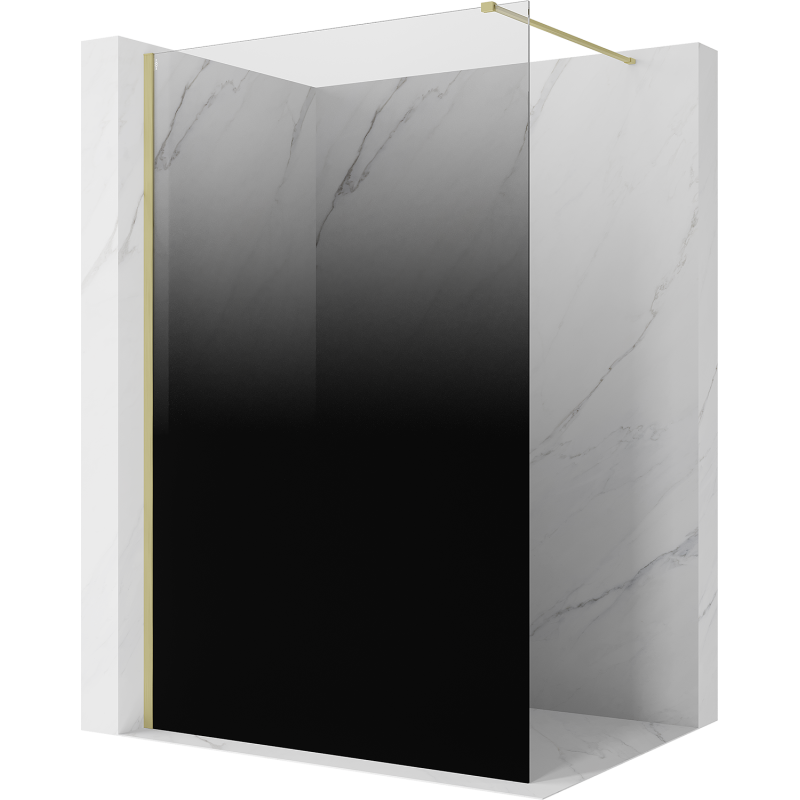 Mexen Kioto ścianka prysznicowa Walk-in 110 x 200 cm, ombre czarna 8 mm, złota szczotkowana - 800-110-101-55-76