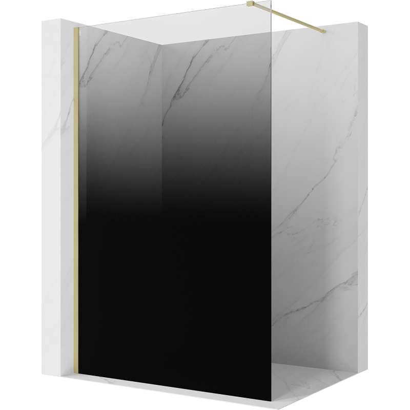 Mexen Kioto ścianka prysznicowa Walk-in 120 x 200 cm, ombre czarna 8 mm, złota szczotkowana - 800-120-101-55-76