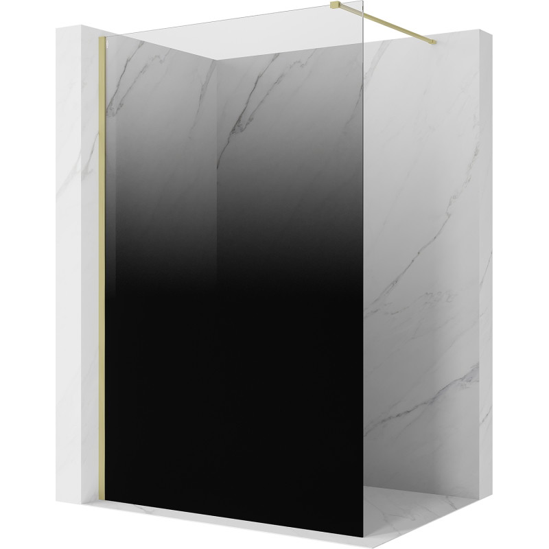 Mexen Kioto Parete doccia Walk-in 130 x 200 cm, ombre nera 8 mm, dorata spazzolata - 800-130-101-55-76