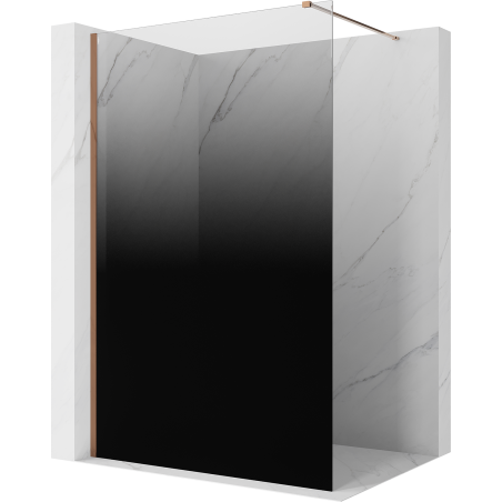 Mexen Kioto ścianka prysznicowa Walk-in 80 x 200 cm, ombre czarna 8 mm, różowe złoto - 800-080-101-60-76