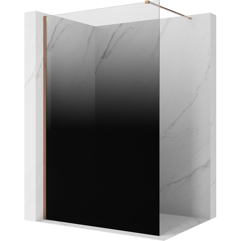 Mexen Kioto Πάνελ ντους Walk-in 110 x 200 cm, ombre μαύρο 8 mm, ροζ χρυσό - 800-110-101-60-76