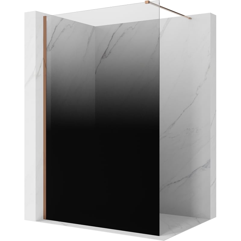 Mexen Kioto Parede de chuveiro Walk-in 110 x 200 cm, ombre preto 8 mm, ouro rosa - 800-110-101-60-76