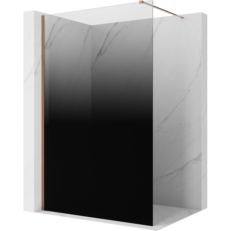 Mexen Kioto ścianka prysznicowa Walk-in 120 x 200 cm, ombre czarna 8 mm, różowe złoto - 800-120-101-60-76