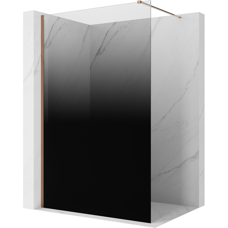 Mexen Kioto ścianka prysznicowa Walk-in 150 x 200 cm, ombre czarna 8 mm, różowe złoto - 800-150-101-60-76