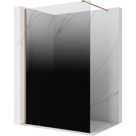 Mexen Kioto ścianka prysznicowa Walk-in 70 x 200 cm, ombre czarna 8 mm, miedź szczotkowana - 800-070-101-65-76