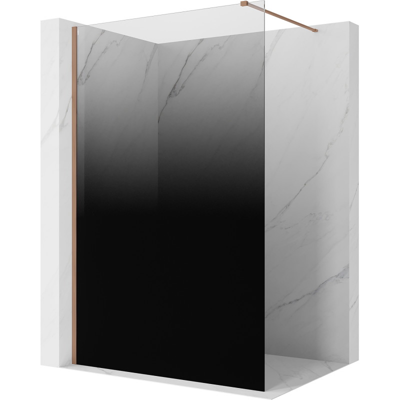 Mexen Kioto Duschwand Walk-in 110 x 200 cm, ombre schwarz 8 mm, gebürstetes Kupfer - 800-110-101-65-76