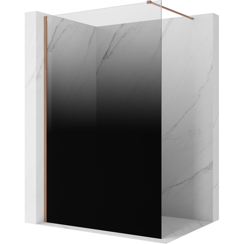Mexen Kioto ścianka prysznicowa Walk-in 140 x 200 cm, ombre czarna 8 mm, miedź szczotkowana - 800-140-101-65-76