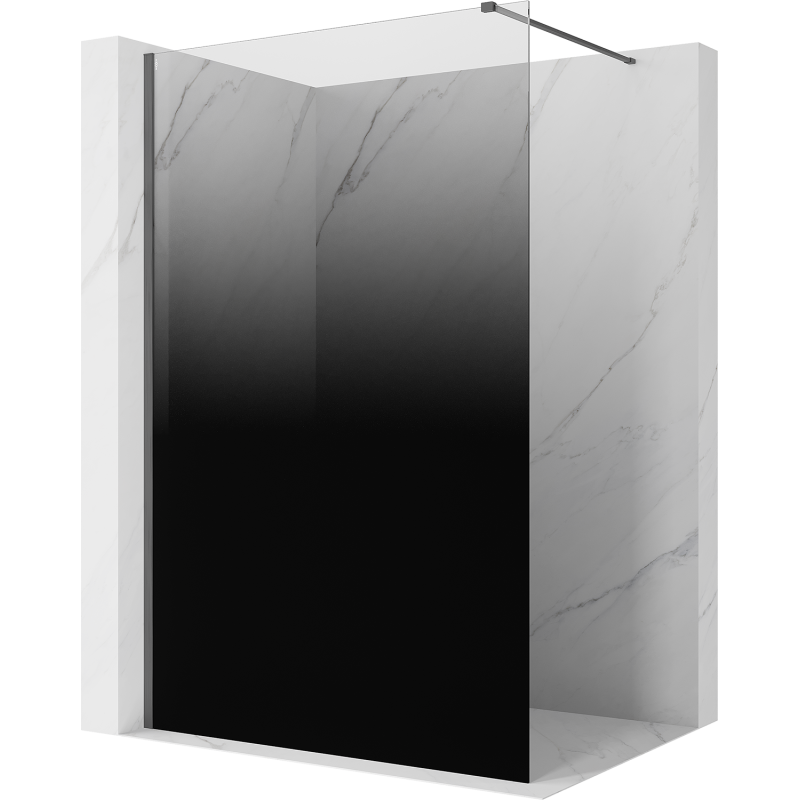 Mexen Kioto ścianka prysznicowa Walk-in 150 x 200 cm, ombre czarna 8 mm, gun gray szczotkowany - 800-150-101-66-76