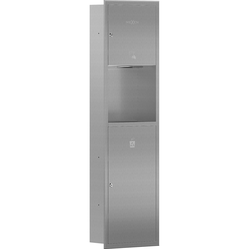 Mexen Linox inbyggd pappershandduksbehållare med korg, inox - 70K003-01 - 70K002-01