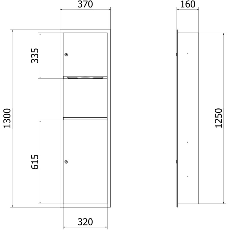 Mexen Linox eingelassener Papierhandtuchspender mit Papierkorb, Inox - 70K003-01 - 70K002-01