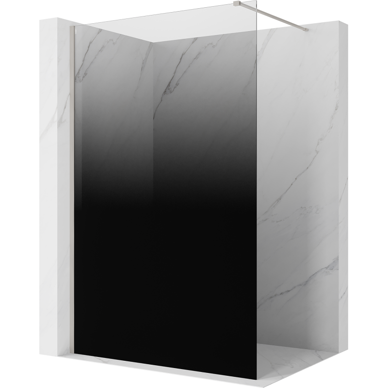 Mexen Kioto ścianka prysznicowa Walk-in 100 x 200 cm, ombre czarna 8 mm, nikiel szczotkowany - 800-100-101-97-76