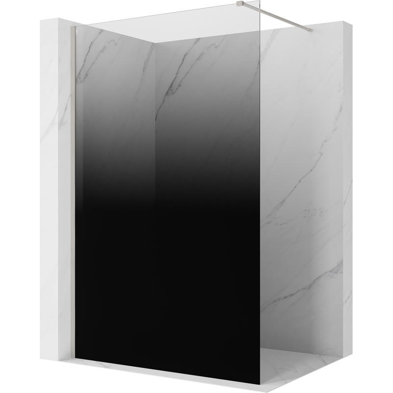 Mexen Kioto ścianka prysznicowa Walk-in 130 x 200 cm, ombre czarna 8 mm, nikiel szczotkowany - 800-130-101-97-76