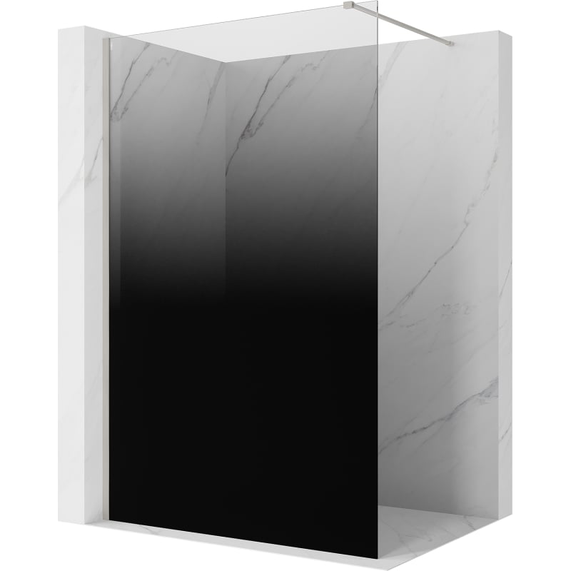 Mexen Kioto duschvägg Walk-in 140 x 200 cm, ombre svart 8 mm, borstad nickel - 800-140-101-97-76