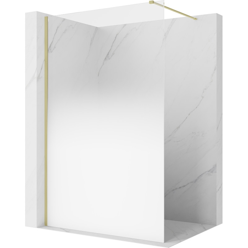Mexen Kioto suihkuseinä Walk-in 130 x 200 cm, valkoinen ombre 8 mm, harjattu kulta - 800-130-101-55-86