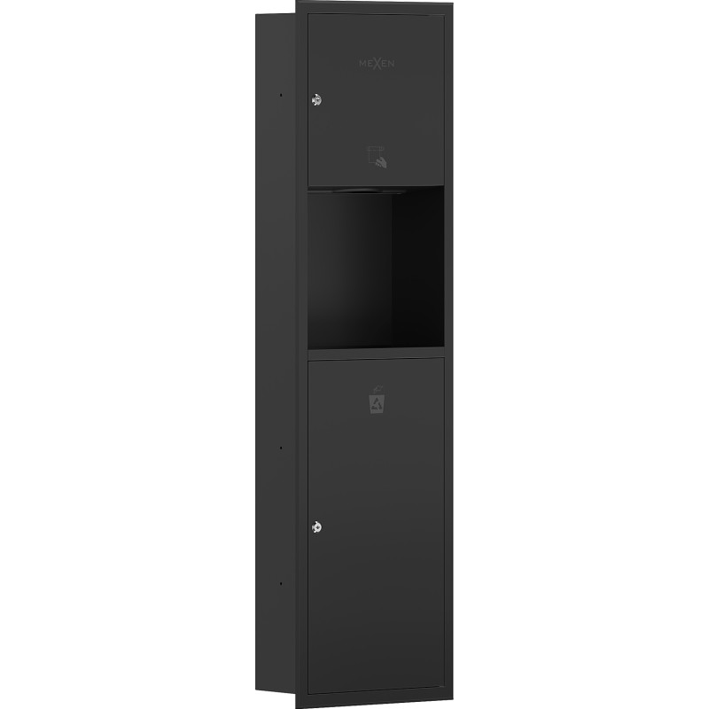 Mexen Linox ingebouwde handdoekhouder met bak, zwart mat - 70K003-70 - 70K002-70