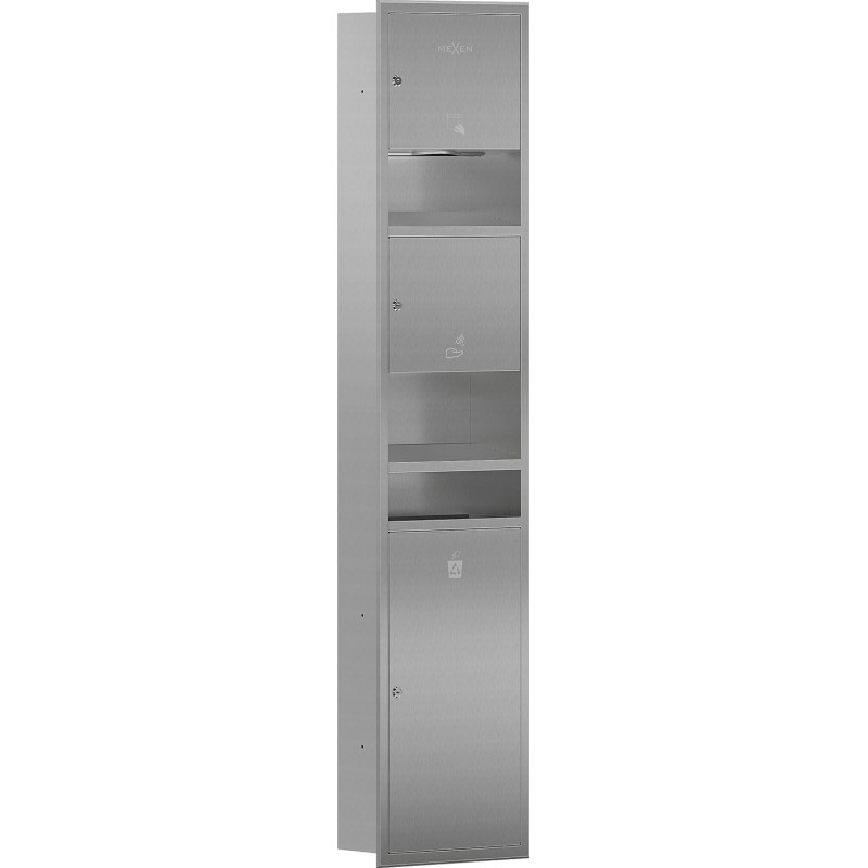 Mexen Linox contenitore da incasso per asciugamani di carta con asciugatore per mani e cestino, inox - 70K001-01