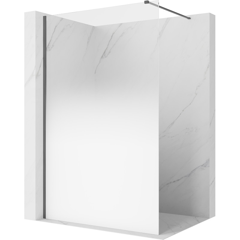 Mexen Kioto Duschwand Walk-in 90 x 200 cm, Ombre Weiß 8 mm, Gun Gray gebürstet - 800-090-101-66-86