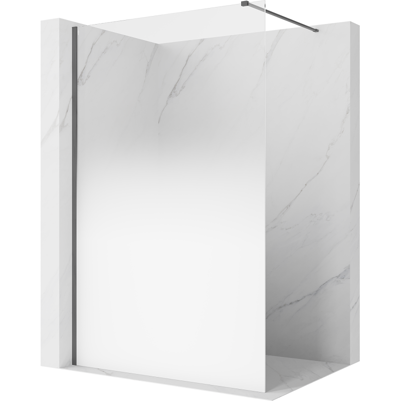 Mexen Kioto ścianka prysznicowa Walk-in 140 x 200 cm, ombre biała 8 mm, gun gray szczotkowany - 800-140-101-66-86
