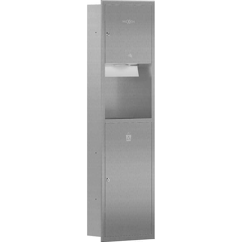 Mexen Linox wnękowy pojemnik na ręczniki papierowe z koszem, inox - 70K003-01