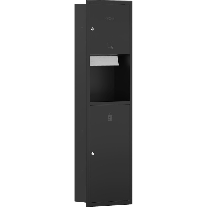 Mexen Linox ingebouwde handdoekhouder met bak, zwart mat - 70K003-70 - 70K002-70