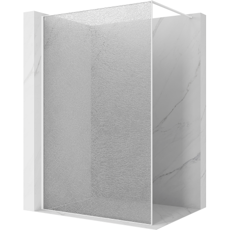 Mexen Kioto Walk-in Shower Wall 100 x 200 cm, Transparent Crackle 12 mm, White - 800-100-101-20-04-X