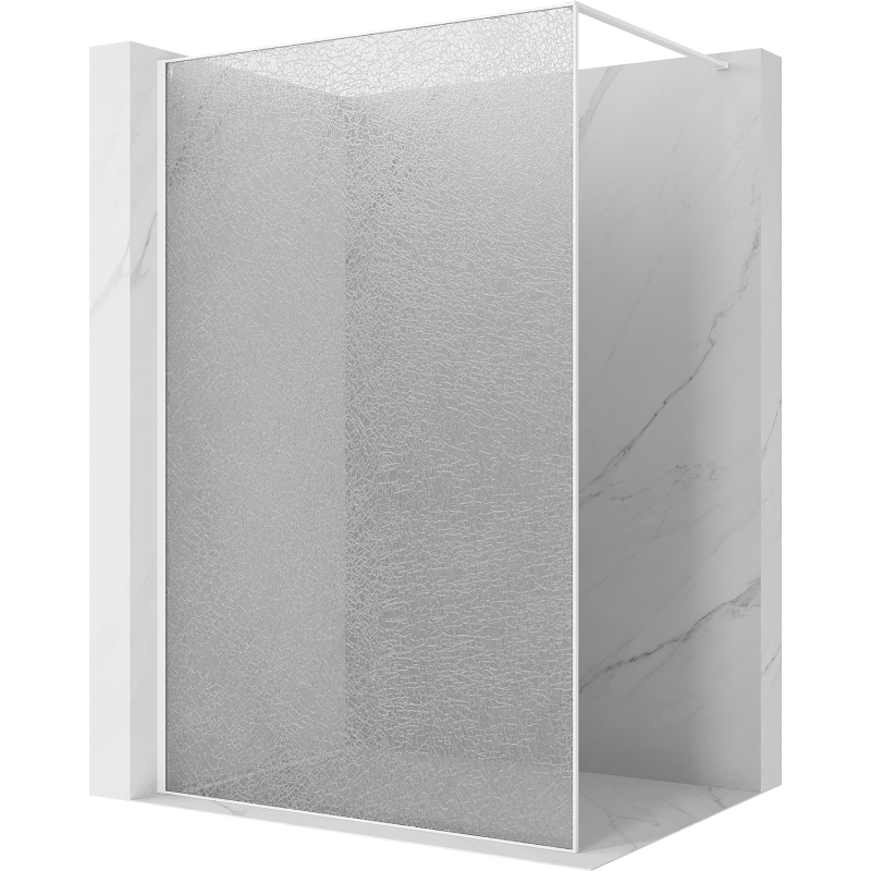 Mexen Kioto ścianka prysznicowa Walk-in 110 x 200 cm, crackle transparent 12 mm, biała - 800-110-101-20-04-X
