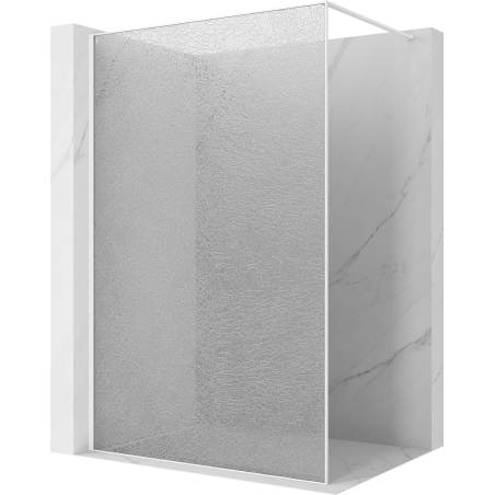 Mexen Kioto ścianka prysznicowa Walk-in 130 x 200 cm, crackle transparent 12 mm, biała - 800-130-101-20-04-X