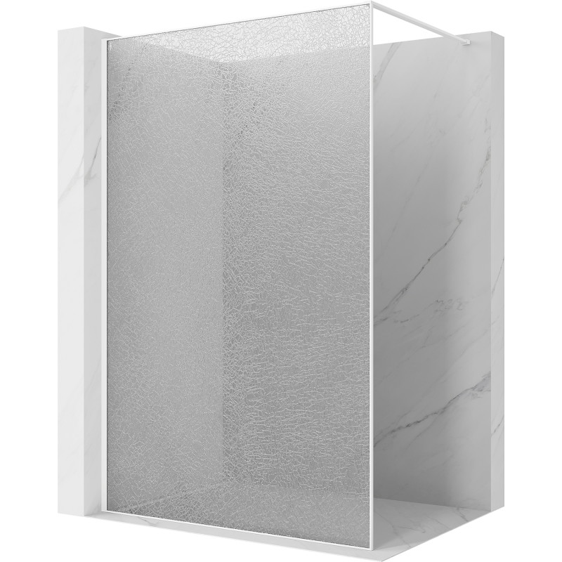 Mexen Kioto mampara de ducha Walk-in 150 x 200 cm, crackle transparente 12 mm, blanco - 800-150-101-20-04-X