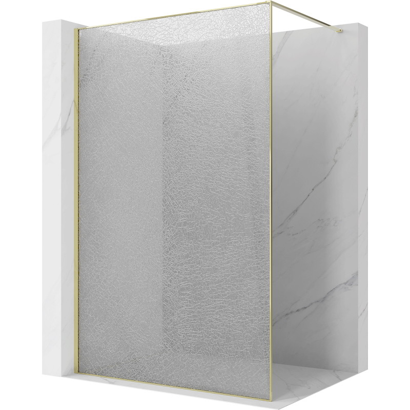 Mexen Kioto Walk-in suihkuseinä 100 x 200 cm, crackle transparentti 12 mm, kulta - 800-100-101-50-04-X
