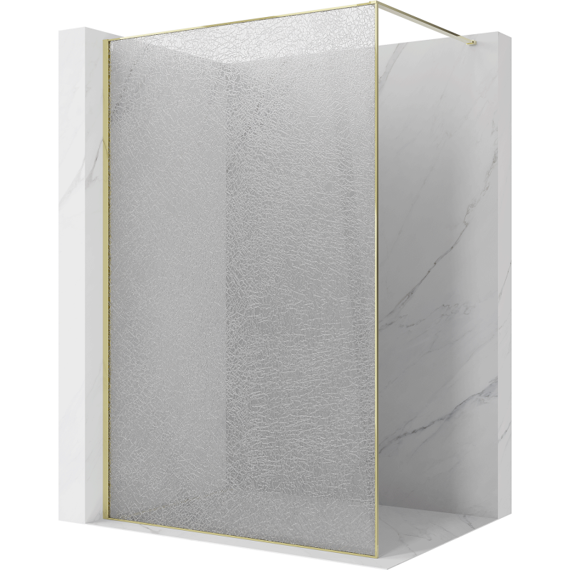Mexen Kioto ścianka prysznicowa Walk-in 120 x 200 cm, crackle transparent 12 mm, złota - 800-120-101-50-04-X