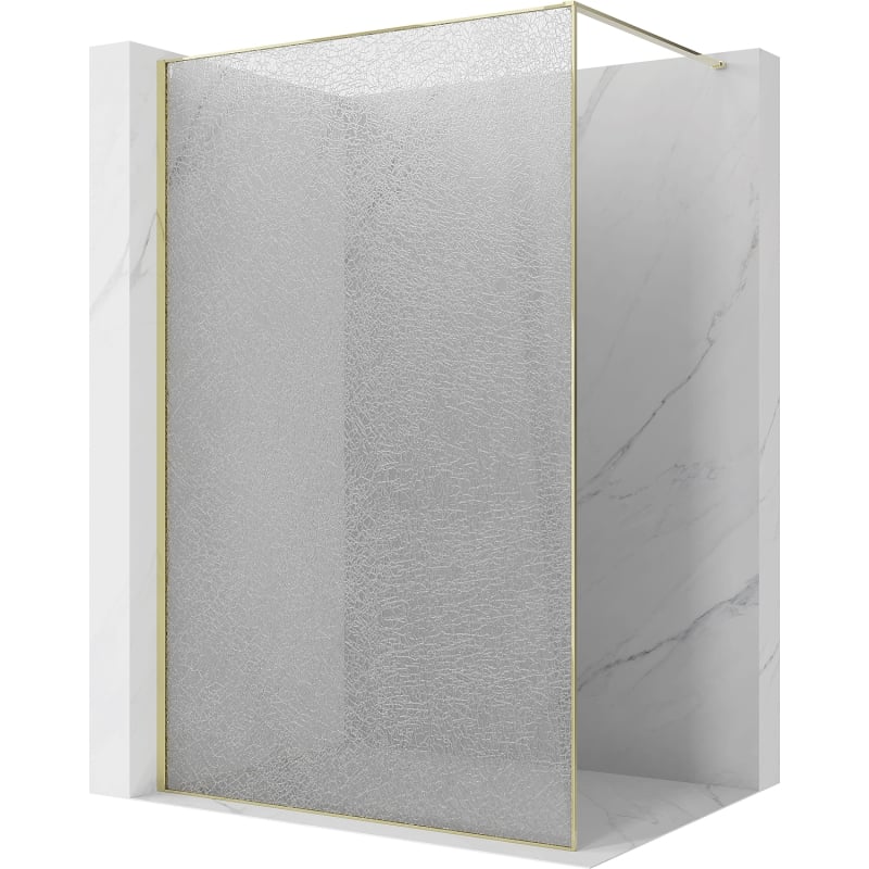 Mexen Kioto douchewand Walk-in 130 x 200 cm, crackle transparant 12 mm, goud - 800-130-101-50-04-X