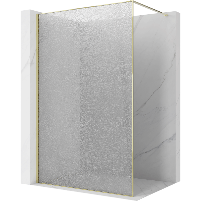 Mexen Kioto ścianka prysznicowa Walk-in 130 x 200 cm, crackle transparent 12 mm, złota - 800-130-101-50-04-X