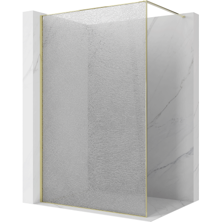 Mexen Kioto ścianka prysznicowa Walk-in 140 x 200 cm, crackle transparent 12 mm, złota - 800-140-101-50-04-X