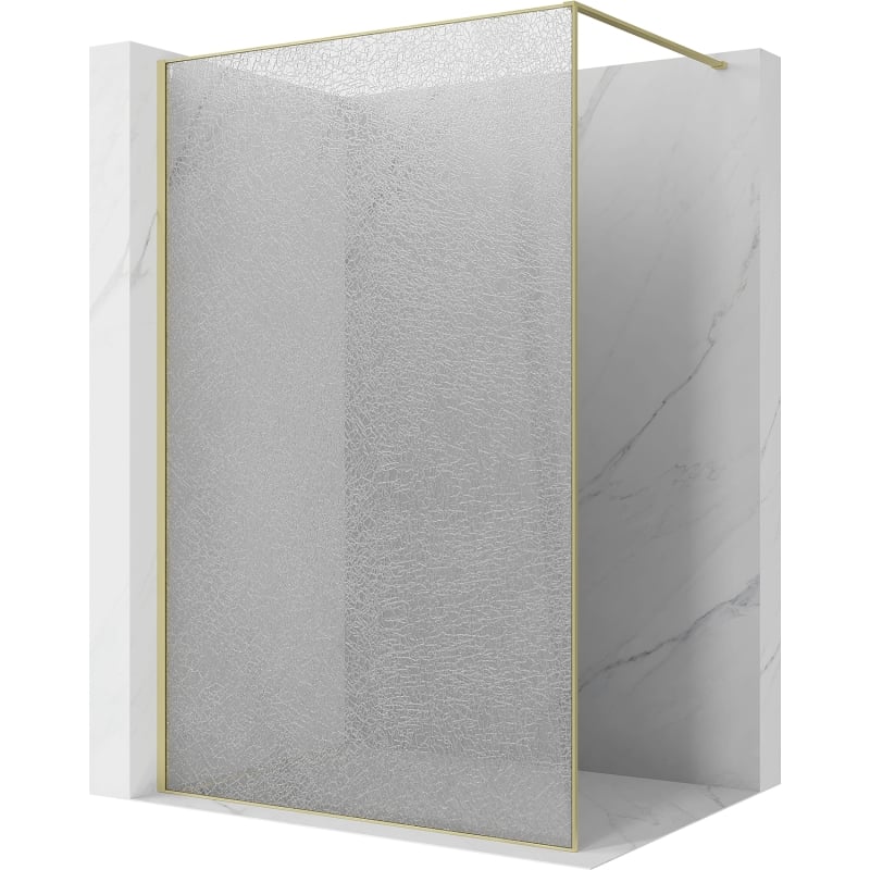 Mexen Kioto Walk-in dušas siena 80 x 200 cm, crackle caurspīdīgs 12 mm, zelta matēts - 800-080-101-55-04-X