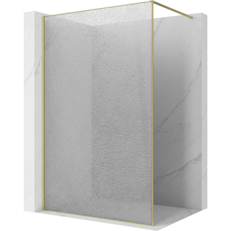 Mexen Kioto ścianka prysznicowa Walk-in 90 x 200 cm, crackle transparent 12 mm, złota szczotkowana - 800-090-101-55-04-X