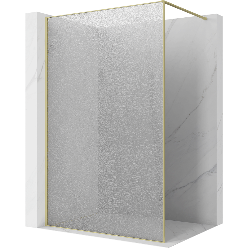Mexen Kioto ścianka prysznicowa Walk-in 100 x 200 cm, crackle transparent 12 mm, złota szczotkowana - 800-100-101-55-04-X