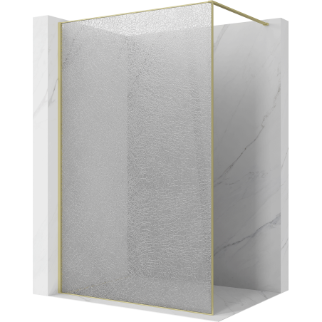 Mexen Kioto ścianka prysznicowa Walk-in 130 x 200 cm, crackle transparent 12 mm, złota szczotkowana - 800-130-101-55-04-X