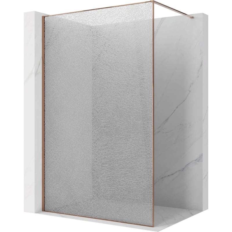 Mexen Kioto panel de ducha Walk-in 70 x 200 cm, crackle transparente 12 mm, oro rosa - 800-070-101-60-04-X