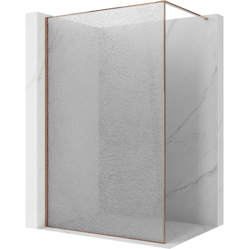 Mexen Kioto ścianka prysznicowa Walk-in 110 x 200 cm, crackle transparent 12 mm, różowe złoto - 800-110-101-60-04-X