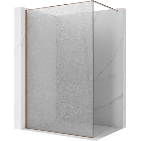 Mexen Kioto Walk-in Shower Wall 130 x 200 cm, crackle transparent 12 mm, rose gold - 800-130-101-60-04-X